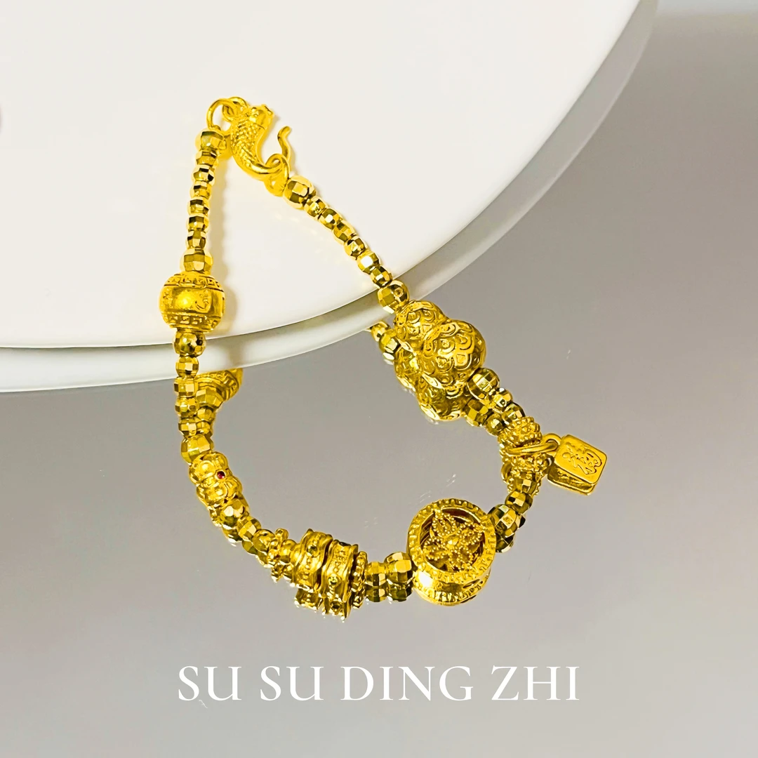 铜合金手链 【苏苏手工定制】蹦迪珠祥云葫芦手链丨拍下备注手围
