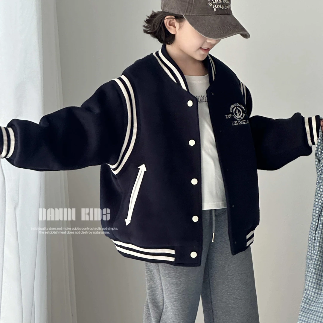 【嗒囜】男女童秋冬季潮流百搭时尚加厚棒球服夹克儿童宽松夹棉外套