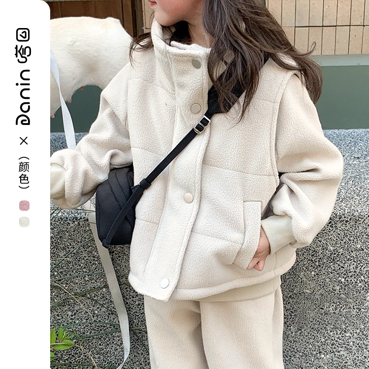【嗒囜】男女童秋冬季百搭时尚保暖厚毛绒马甲儿童加厚洋气韩版外套
