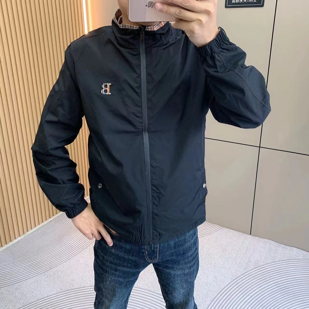 秋季新款双面外套男款潮流防风上衣立领修身2328休闲百搭休闲夹克