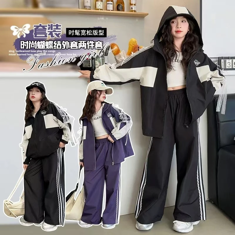 410167《现》春款韩版儿童时尚蝴蝶结外套两件套套装