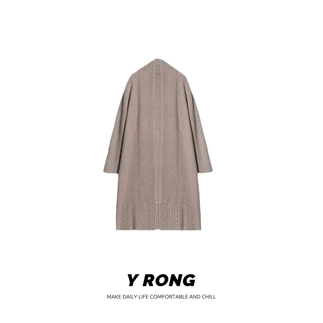 【YR】「年度重磅 100羊绒」重磅厚实休闲慵懒无扣针织大衣长外套秋冬