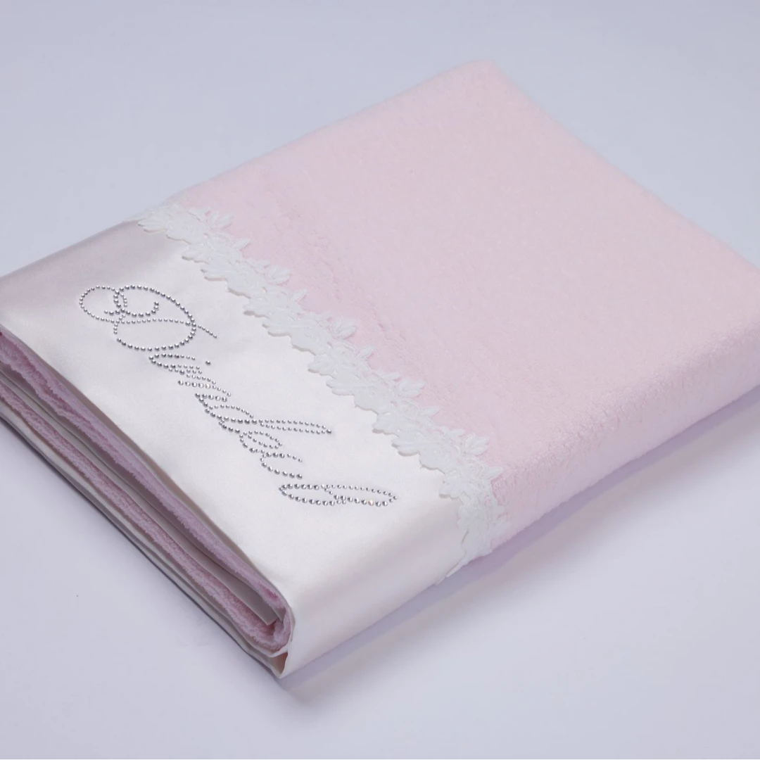 DIMDEVL/汀黛Q香榭丽纯棉烫钻柔软粉色玫瑰家用毛巾浴巾洗脸巾