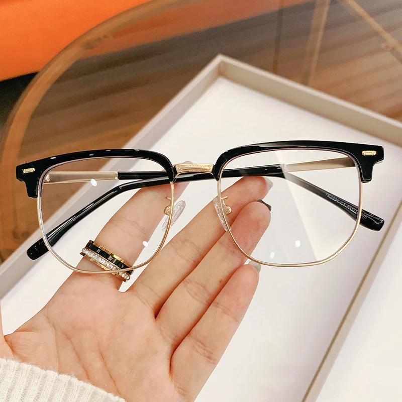 2024年新款斯文男痞帅眼镜框眉毛半框眼镜男女防蓝光平光镜近视镜