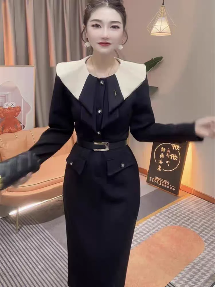 秋冬新款轻奢欧货气质显瘦68613连衣裙
