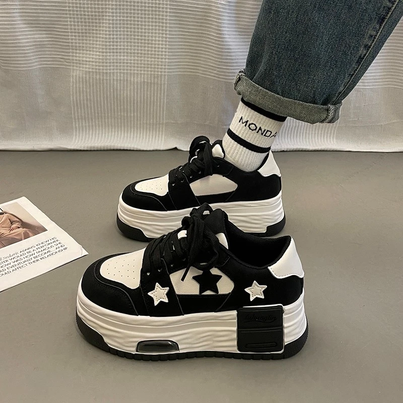春秋季回力休闲厚底星星松糕小白鞋百搭小个子增高大头时尚板鞋女