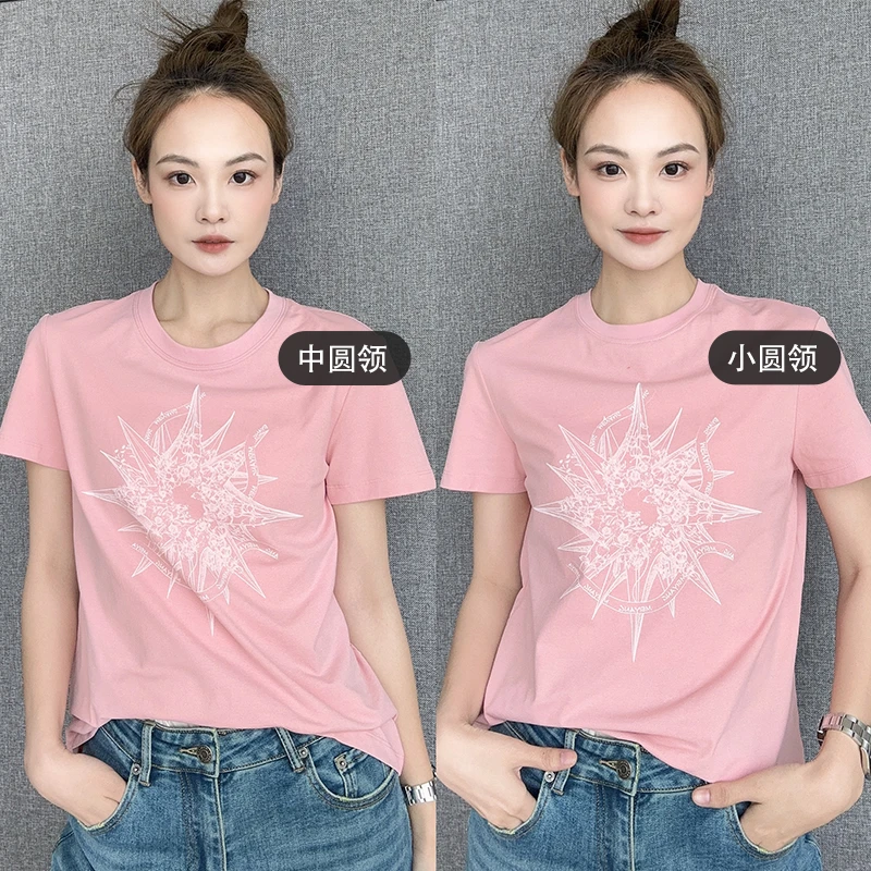 美洋MEIYANG【速干系列】幸运星T恤 黑科技复古花卉印花短袖上衣