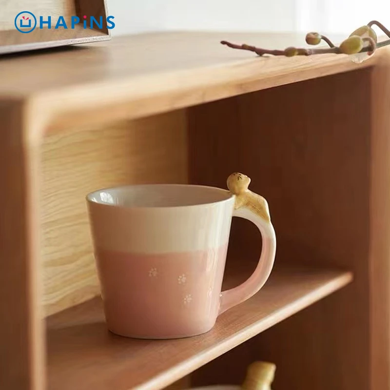 日本HAPiNS立体手绘系列可爱猫咪创意陶瓷马克杯