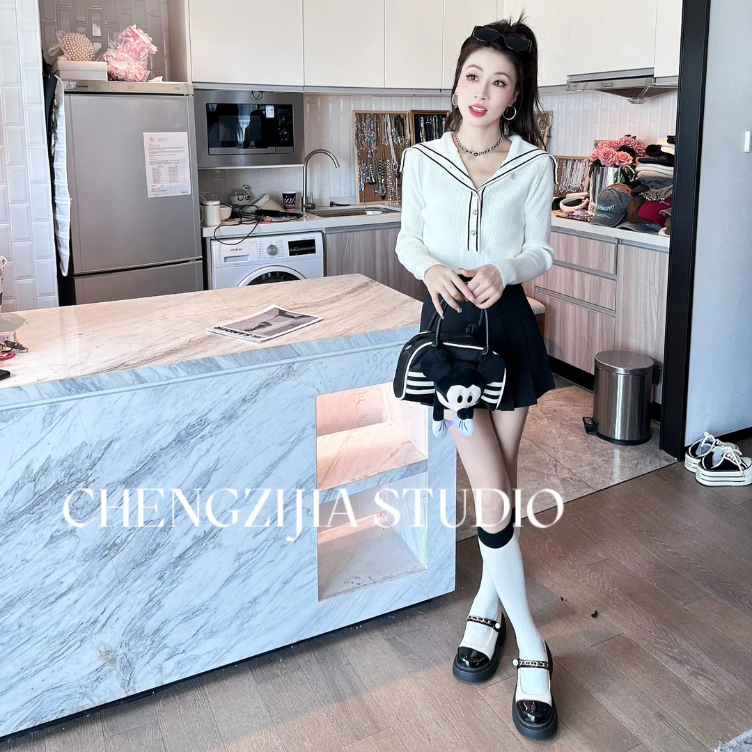 【裴诗婷】MY0513条纹海军领撞色毛衣