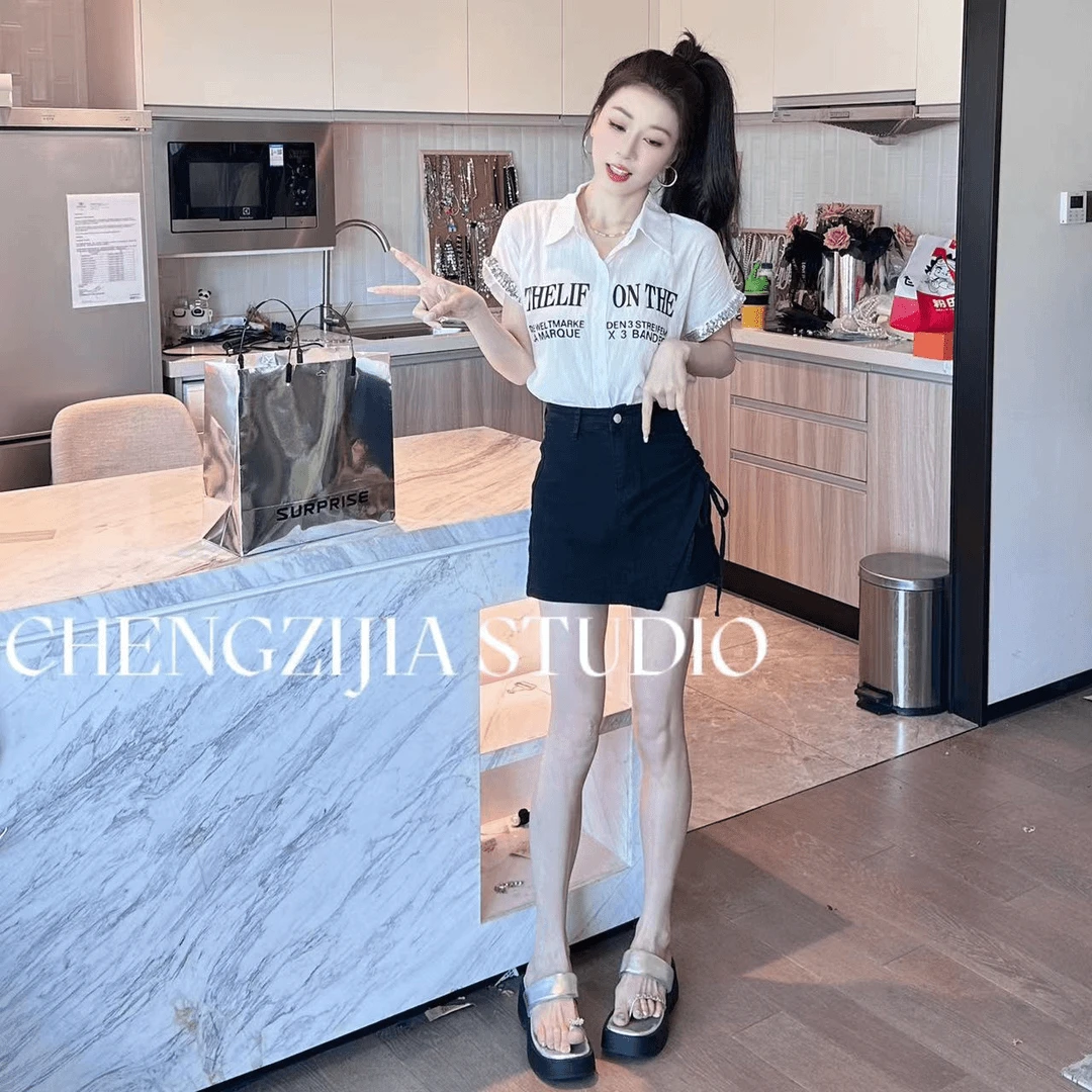 【裴诗婷】CS0424字母宽松百搭衬衫