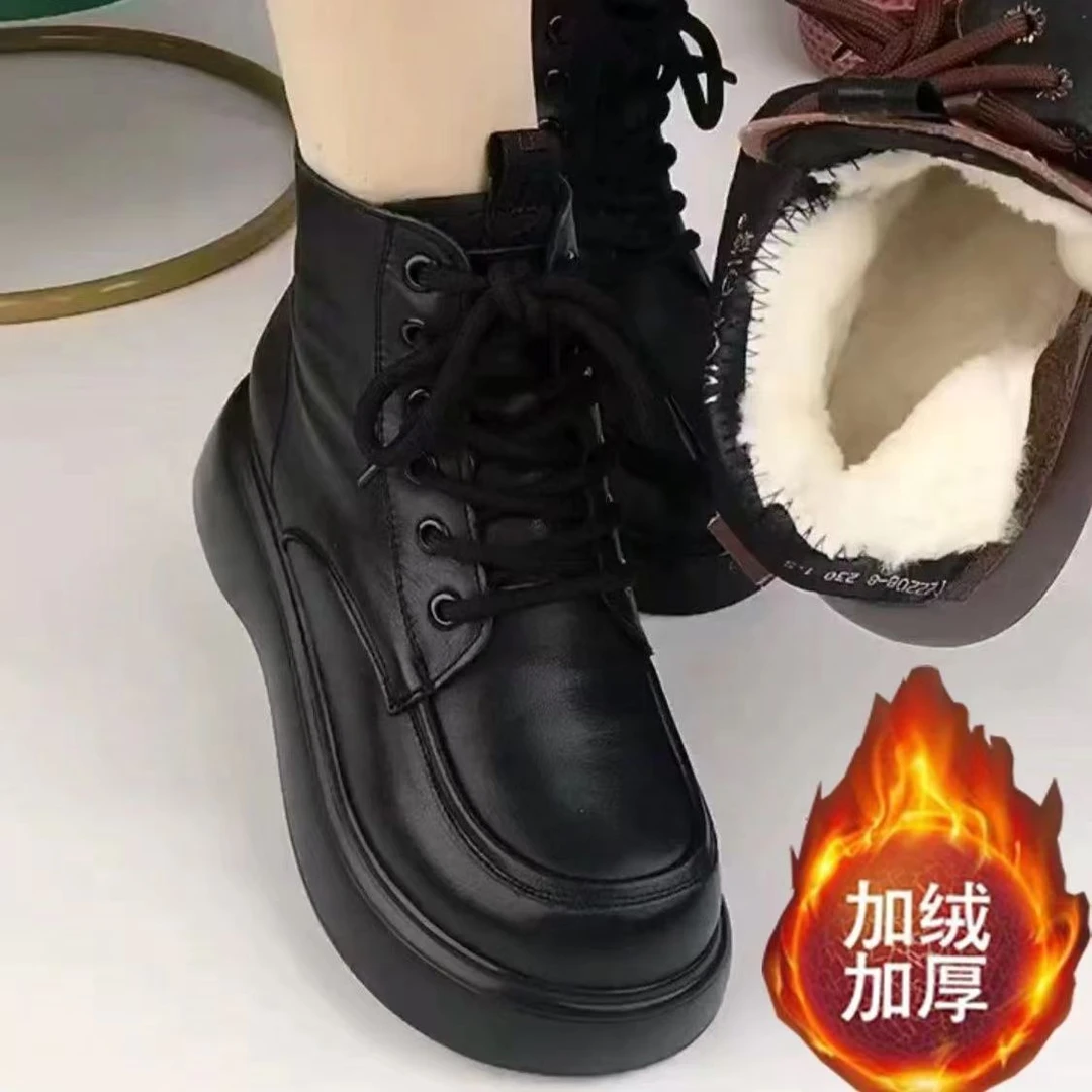 防水加绒雪地靴女2025新款冬季加厚棉靴皮毛一体防滑百搭真皮短靴