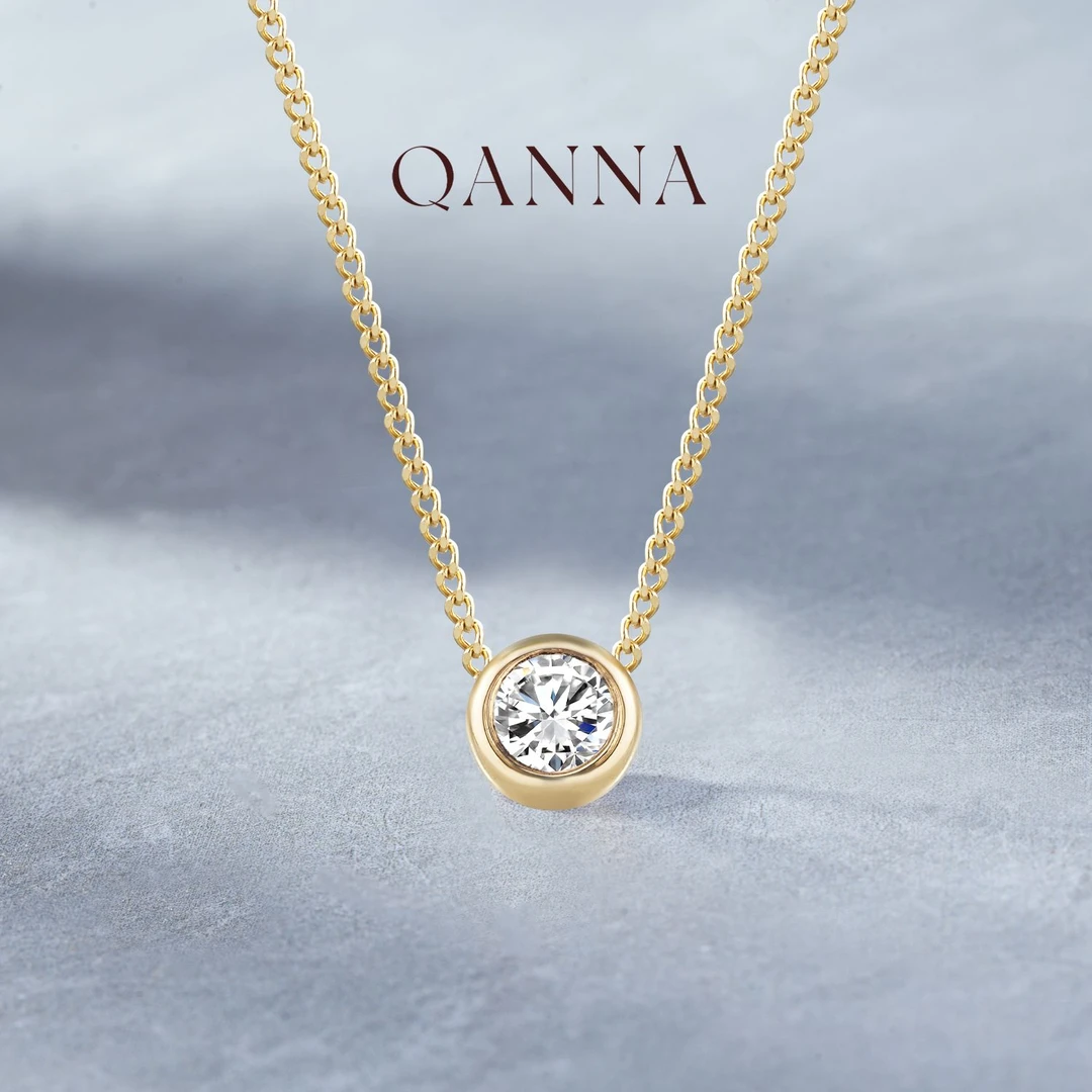 QANNA【50分主钻】【古巴泡泡】18K金简约时尚钻石锁骨链项链AY