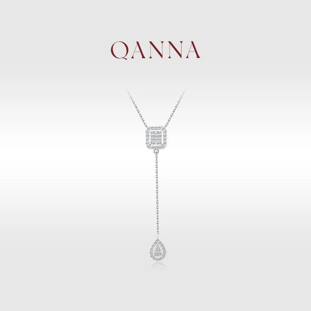 QANNA【50分 小冰糖流苏项链】18K金简约通勤钻石锁骨链AF