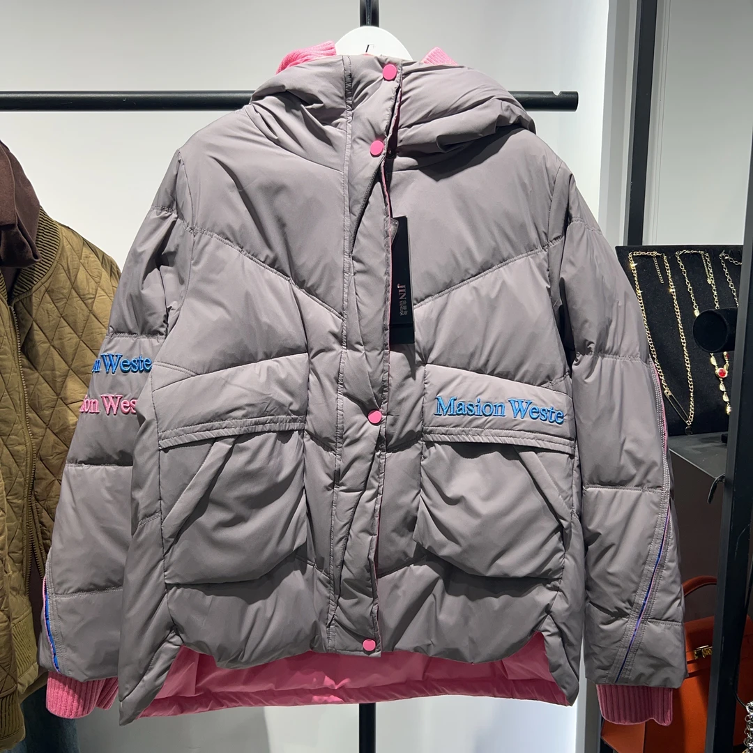 金影奇8317冬季新款鸭鸭服保暖百搭拼色大码连帽