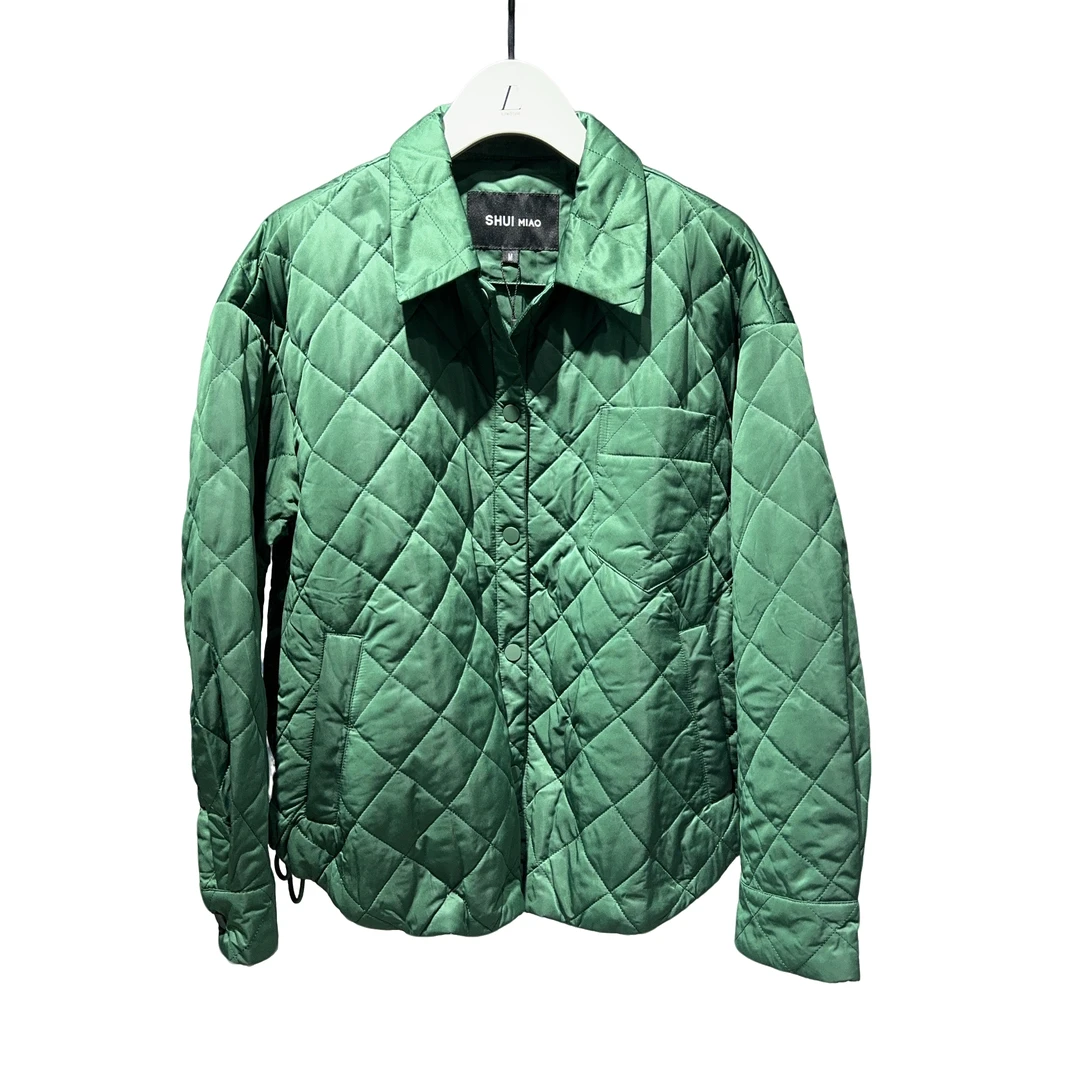 水淼9121秋季新款休闲翻领薄棉服外套宽松百搭