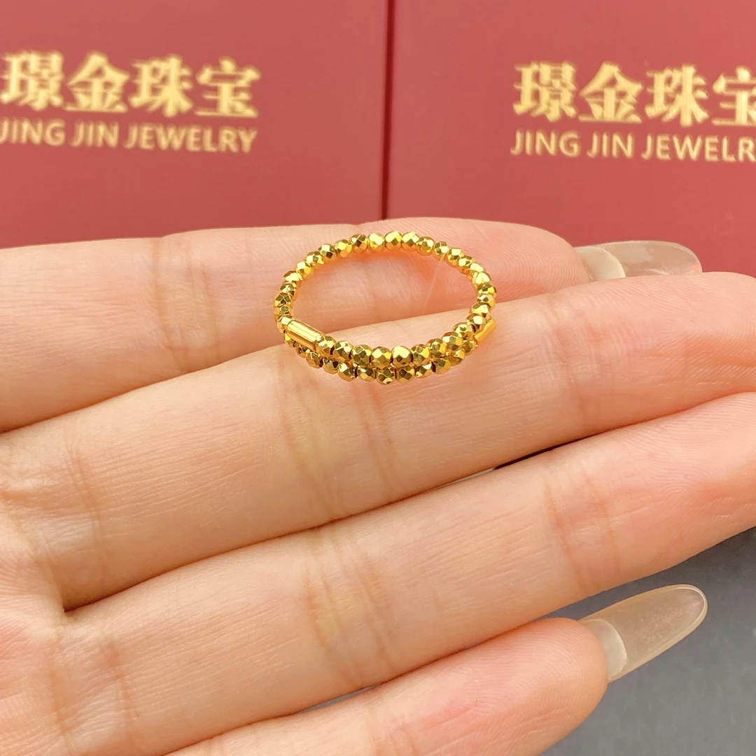 璟金珠宝足金999黄金单圈蹦迪珠戒指克重可选