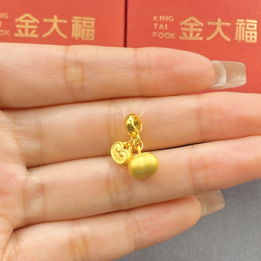 金大福足金999黄金柿子如意事事如意挂坠手编1.33g