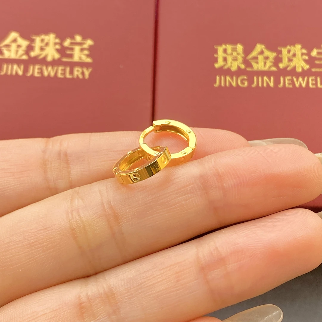 璟金珠宝足金999黄金耳环耳扣极简克重可选