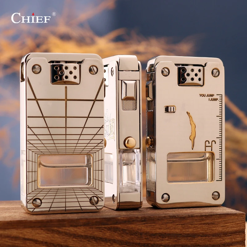 CHIEF/首领CF705龙舌透明手工油仓打火机泵油控油安全锁七夕礼品