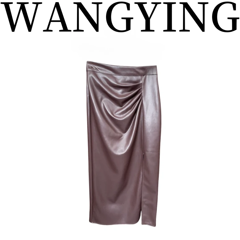 莹莹红人馆【WANGYING】时尚气质设计款捏褶开叉半裙 70962098 341
