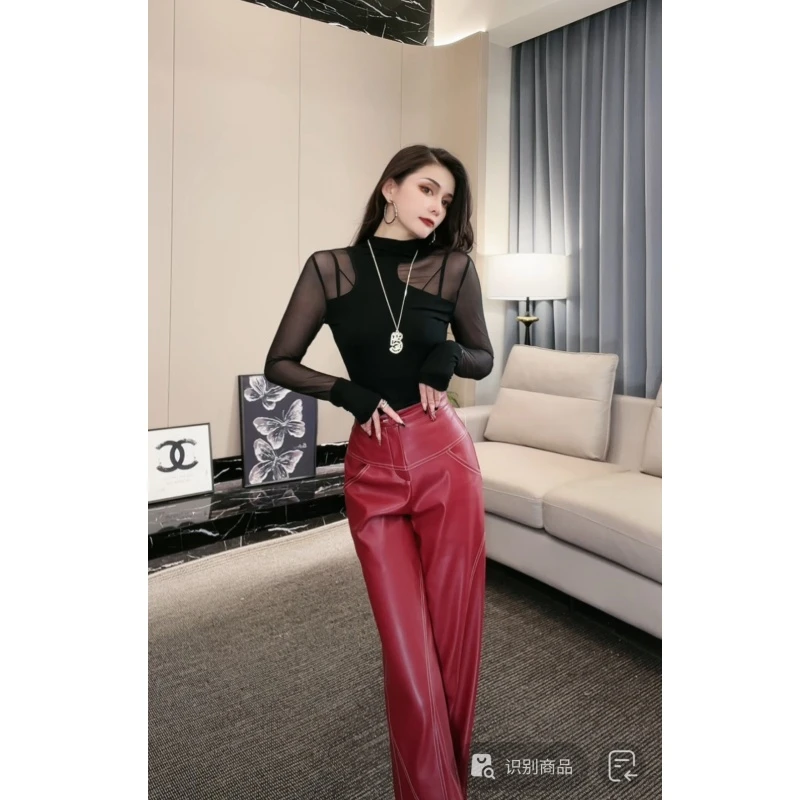 莹莹红人馆【WANGYING】时尚气质设计师款拼接网纱上衣70962235 272