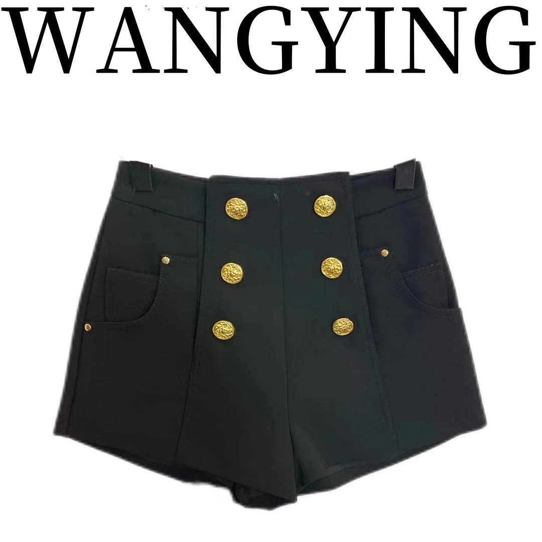 【XIAOYU】AZ时髦轻奢气质设计师款银金扣短裤 70260889 475