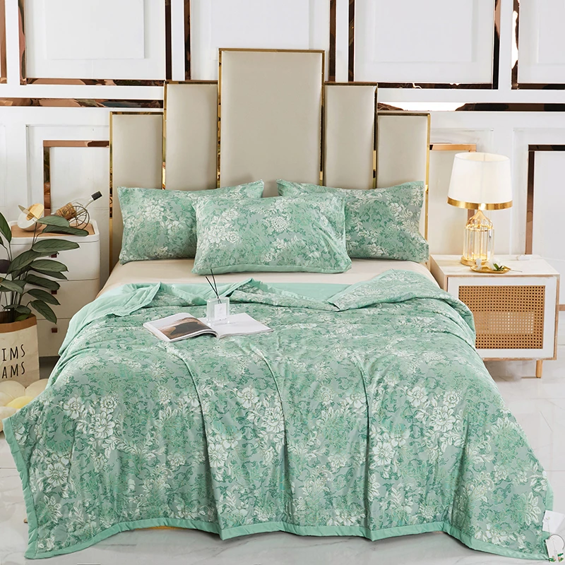 【24爆款】轻奢丝滑盖被薄款印花双面机洗凉感夏凉被空调被青花瓷