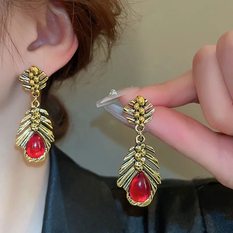 925银合成锆石耳饰 欧美水滴耳环轻奢高级感耳坠小众设计感耳饰