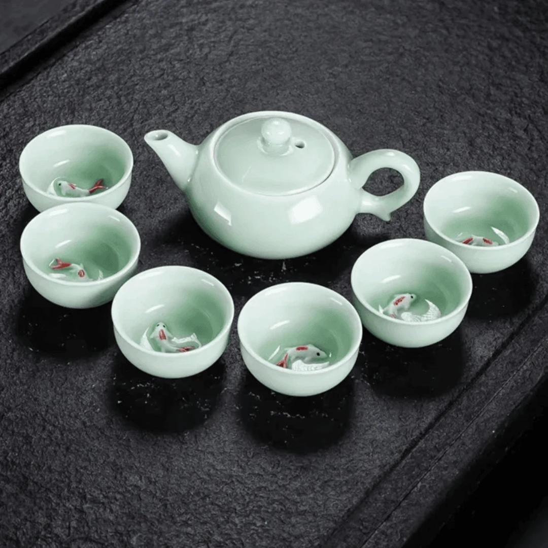 陶瓷整套功夫茶具鲤鱼茶具家用简约茶道