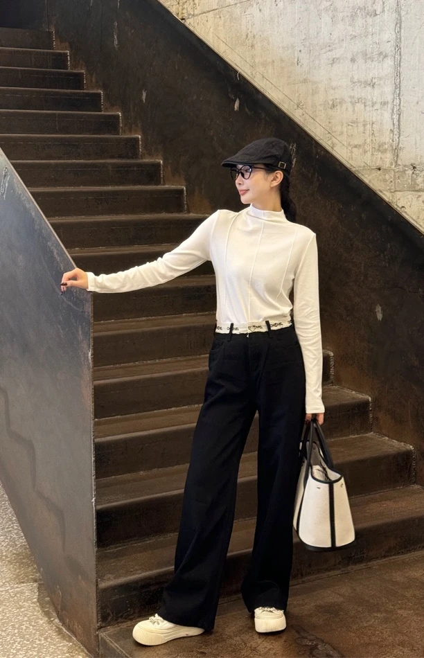 时尚潮流单品裤子高腰显瘦气质纯色百搭