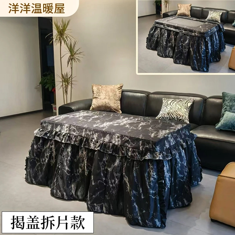 新款可拆片可拆洗可脱胆加厚可揭盖烤火罩电取暖桌被罩烤火被罩