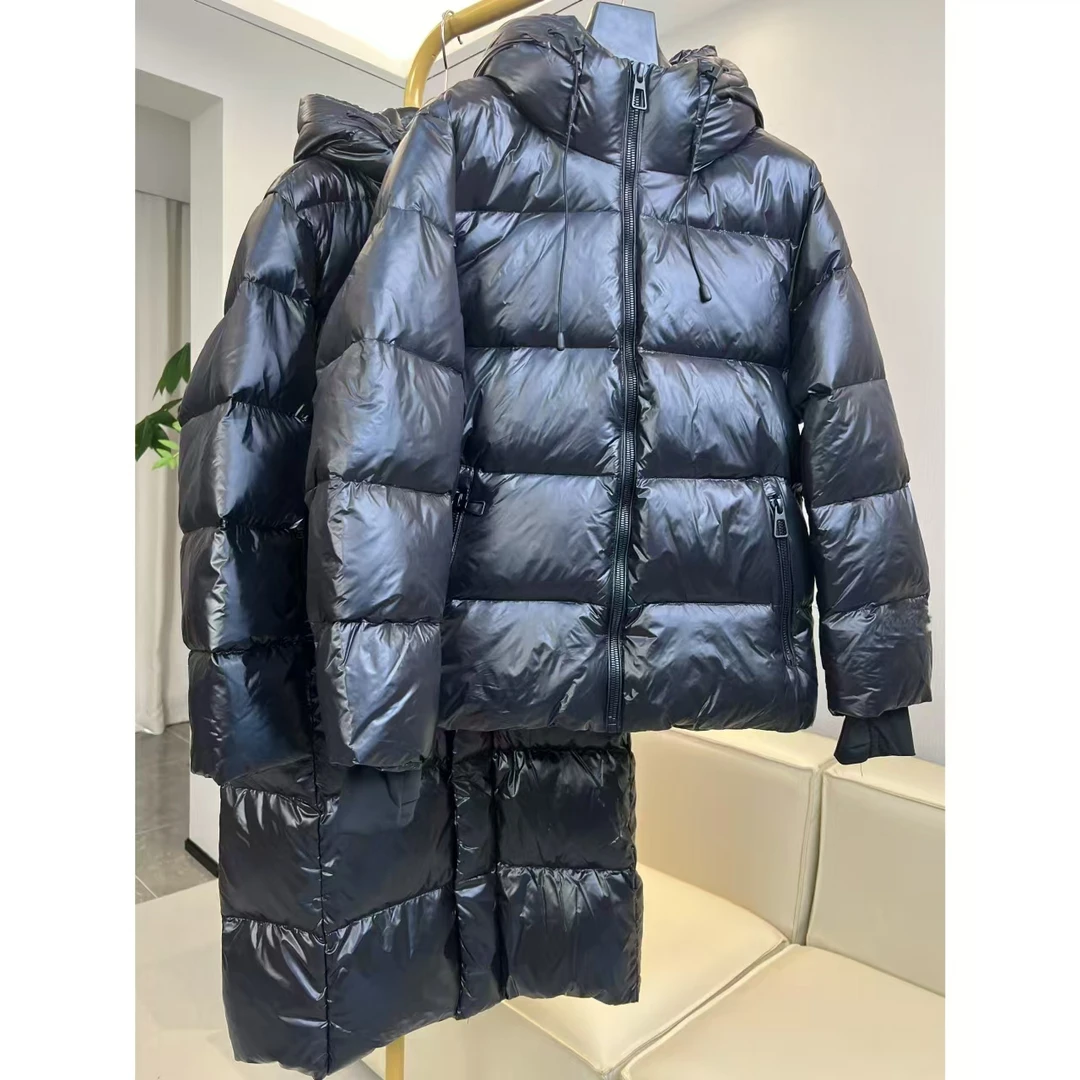 24新款冬季新款时尚休闲女士中长款保暖连帽黑金女款外套