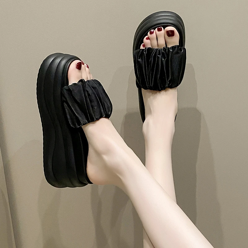 松糕厚底拖鞋女夏外穿2025新款韩系仙女风网红爆款超火软底一字拖