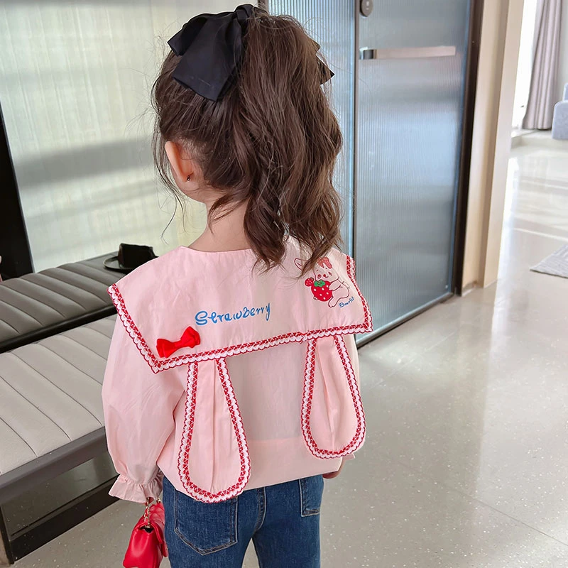 女宝宝衬衫秋装洋气儿童上衣娃娃领2025新款网红春秋季小女孩衬衫