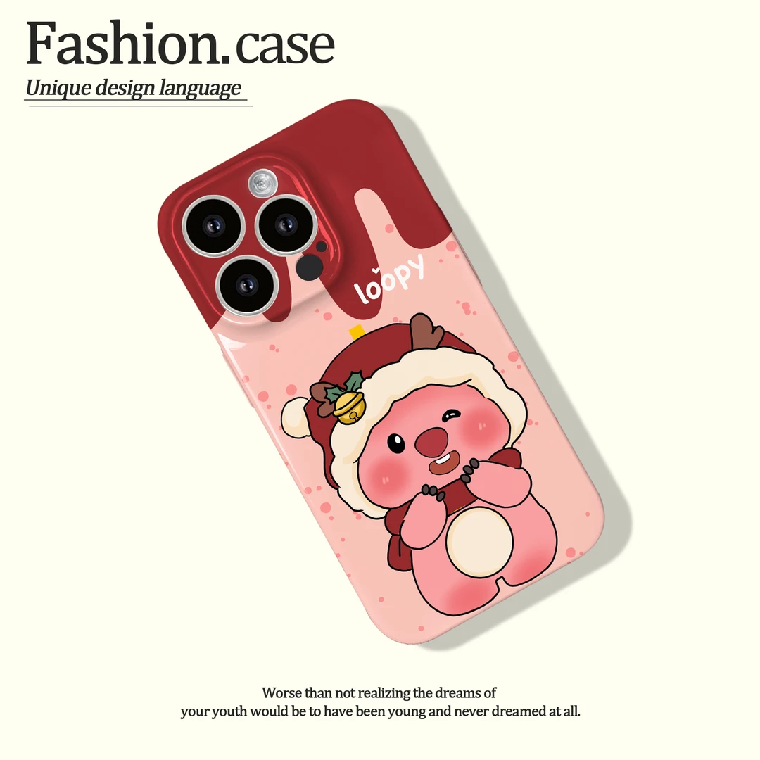 适用于苹果15华为OPPO小米VIVO全包防摔水豚女ins菲林手机壳1N166