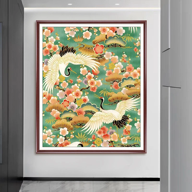 仙鹤祥云十字绣2025新款客厅百鸟朝凤小件线绣自己绣手工满绣风景