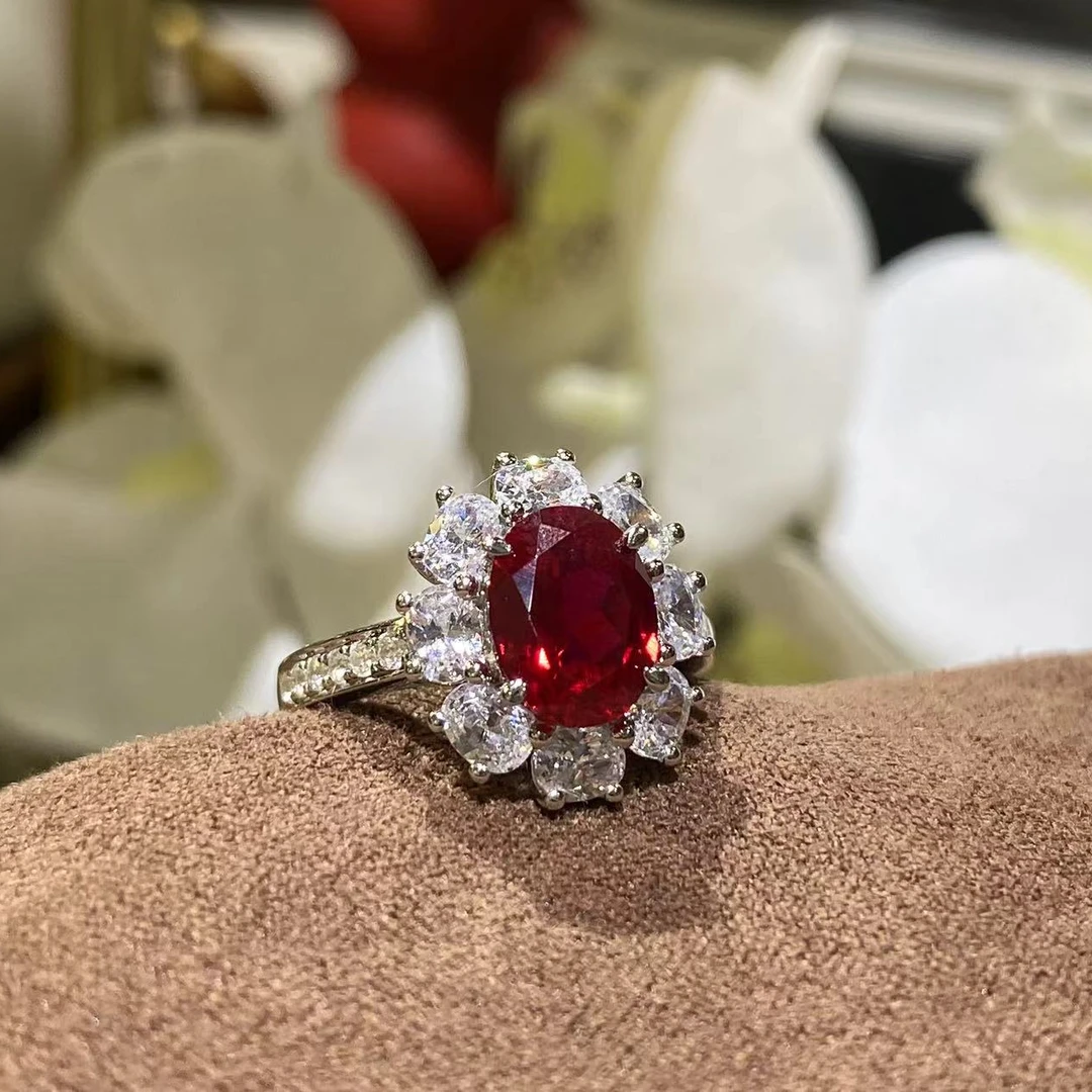 合成/培育BLINGEM鸽血红红宝石戒指丙丁珠宝