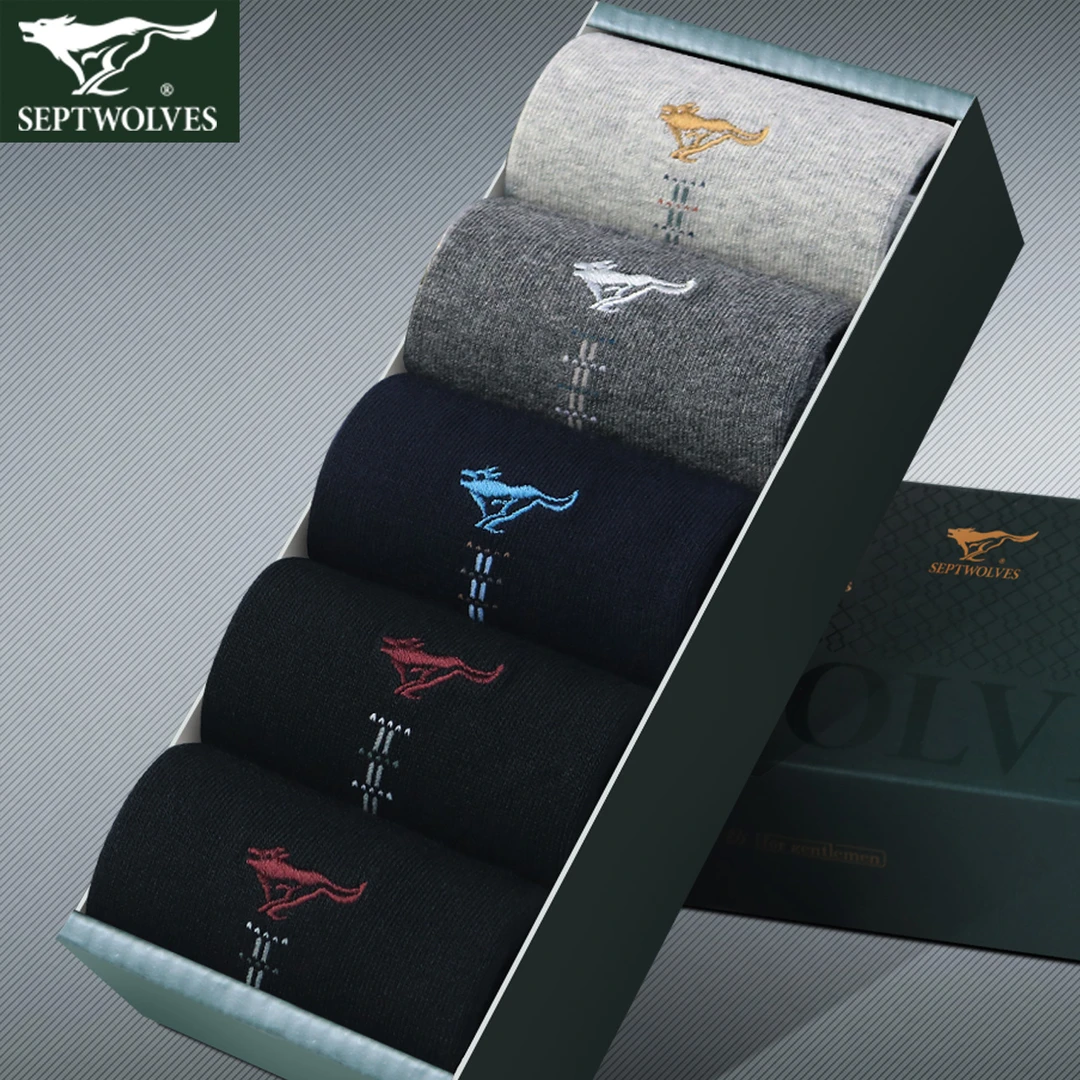 七匹狼男士袜子男款夏季薄款纯色精梳棉吸汗透气商务休闲中筒棉袜