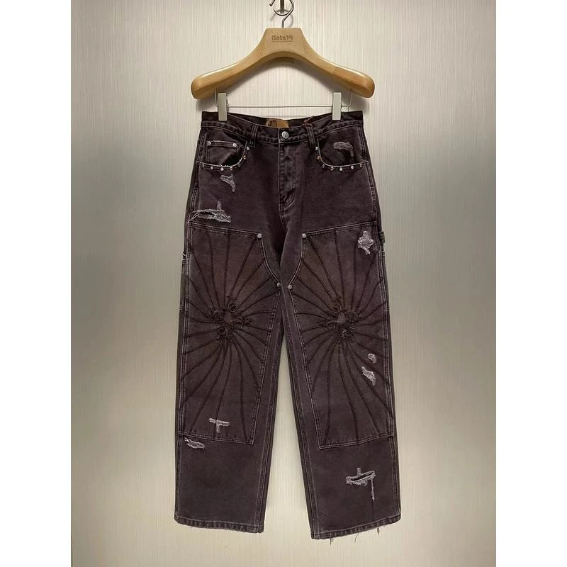 实体现货 Birth Of Royal Child Borc 漩涡刺绣宝石工装伐木裤