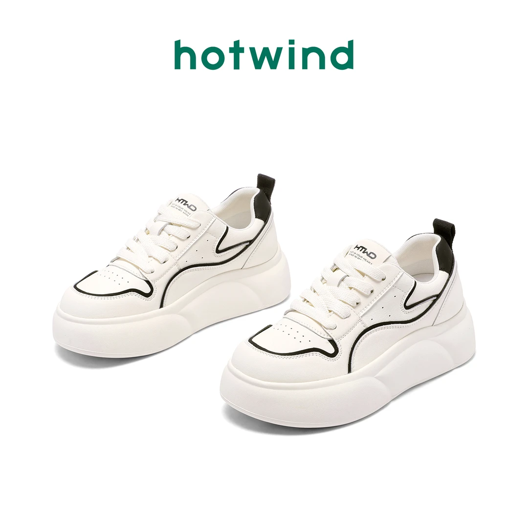 热风小白鞋2025年新款时尚简约百搭舒适厚底增高校园通勤女休闲鞋