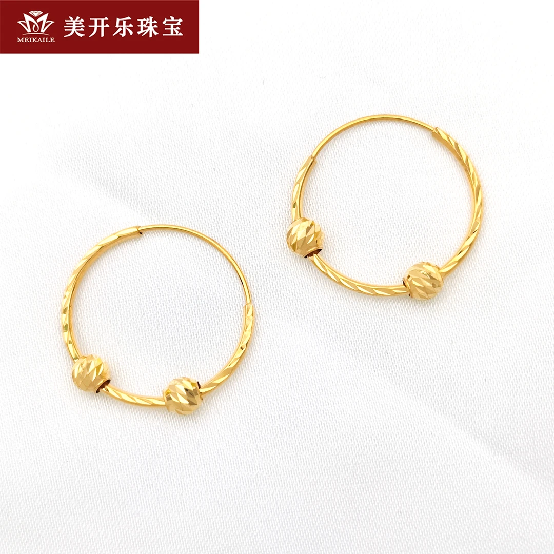 7158美开乐珠宝黄金蹦迪耳圈简约百搭足金999首饰直播按克卖女款
