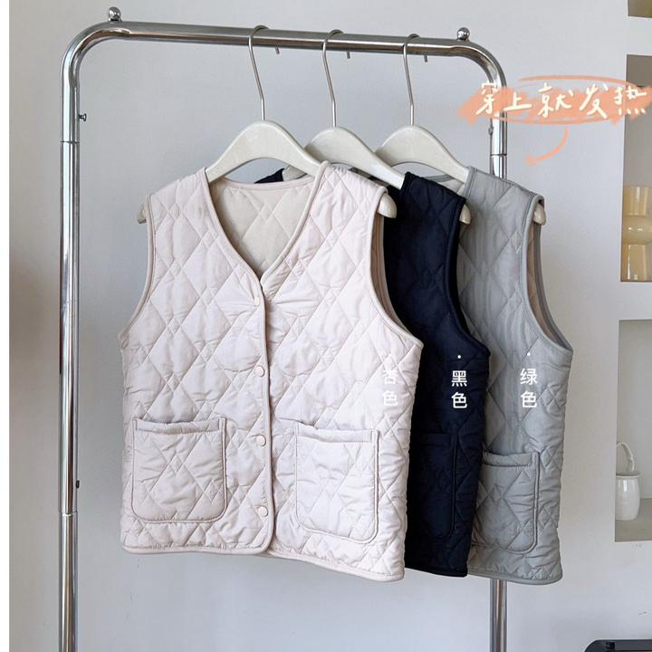 新款绵羊毛轻薄保暖马甲背心防寒厚款防风男女款百搭纽扣马甲