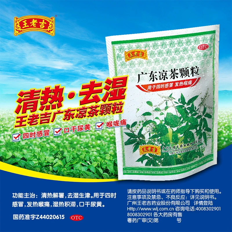 王老吉广东凉茶颗粒10g*20袋感冒喉咙痛清热解毒祛湿降火凉茶下火