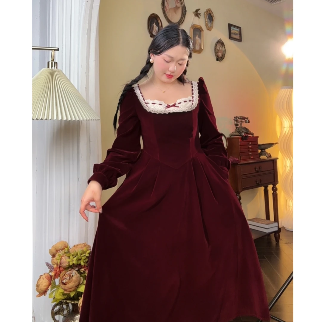 【羊羊推荐】大码胖妹妹mm丝绒吊带裙长袖复古法式气质秋冬