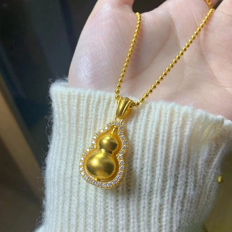 铜合金吊坠 镶嵌精美吊坠项链坠链轻奢时尚百搭小众金色精致满钻9