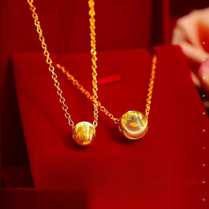 铜合金项链 猫眼网红款百搭锁骨金版车花百搭珠吊坠金色轻奢气质