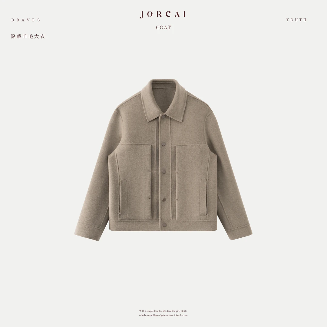 JORCAI聚裁男士休闲100羊毛夹克外套