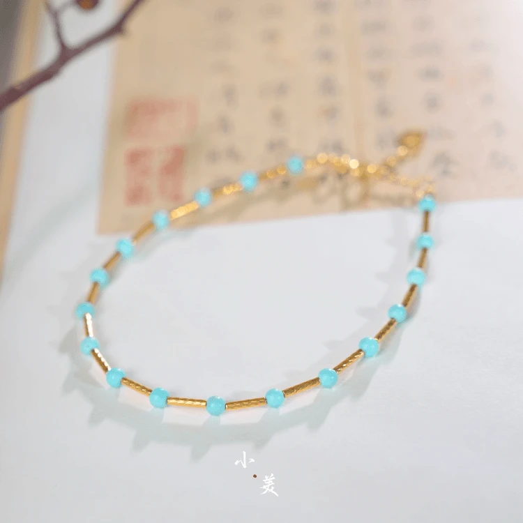 18K金绿松珠珠竹节手链（多样性发货）G9391