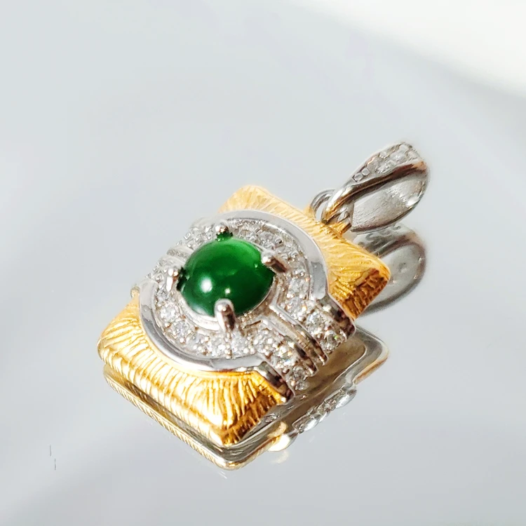 S925银翡翠方牌吊坠  S1163