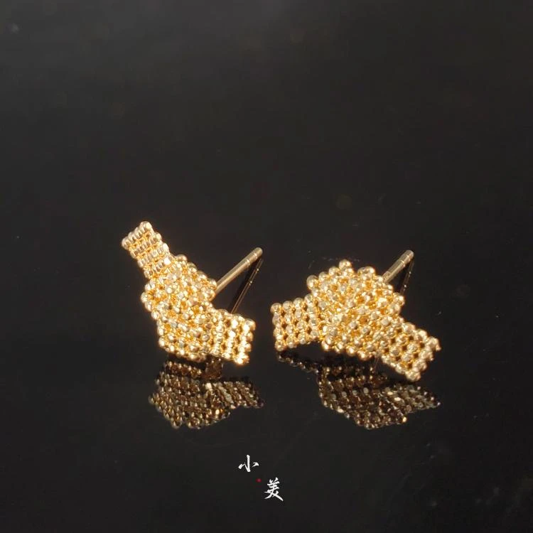 18K金编织蝴蝶结耳环 G3968